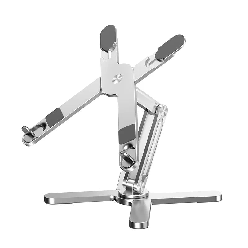 Foldable Adjustable Portable Silver Laptop Stand-Aluminum Alloy 360 Rotating Holder for 17'' Inch Laptop Tablet Home Office