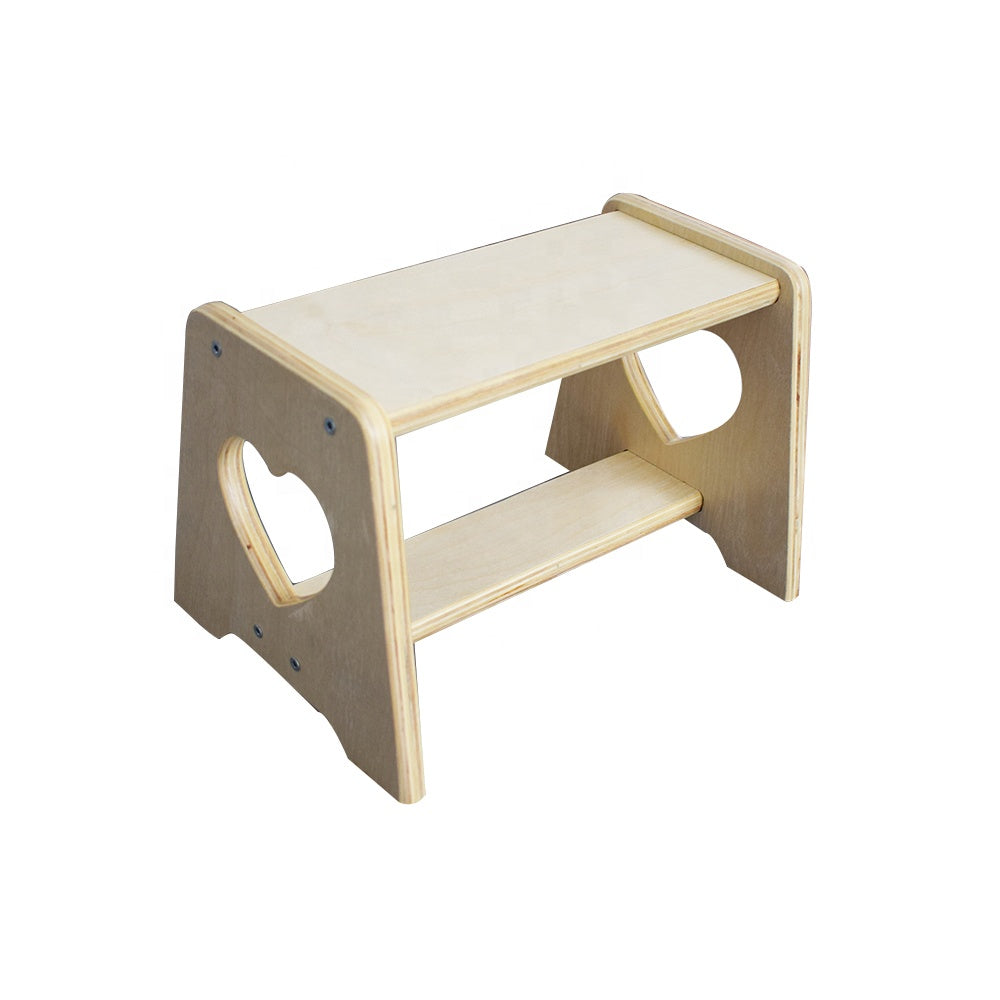Kids Furniture Anti-tip Step Stool Custom logo Free Wooden Chair and Stool Set Mini Size Unfoldable Kids Wooden Stool