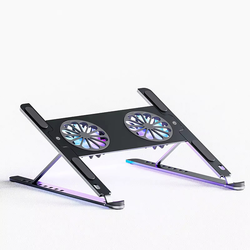 Aluminum Alloy Adjustable Portable Tablet & Laptop Cooling Stand Double USB Fans Wholesale Stock Products