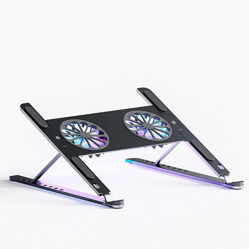 Aluminum Alloy Adjustable Portable Tablet & Laptop Cooling Stand Double USB Fans Wholesale Stock Products