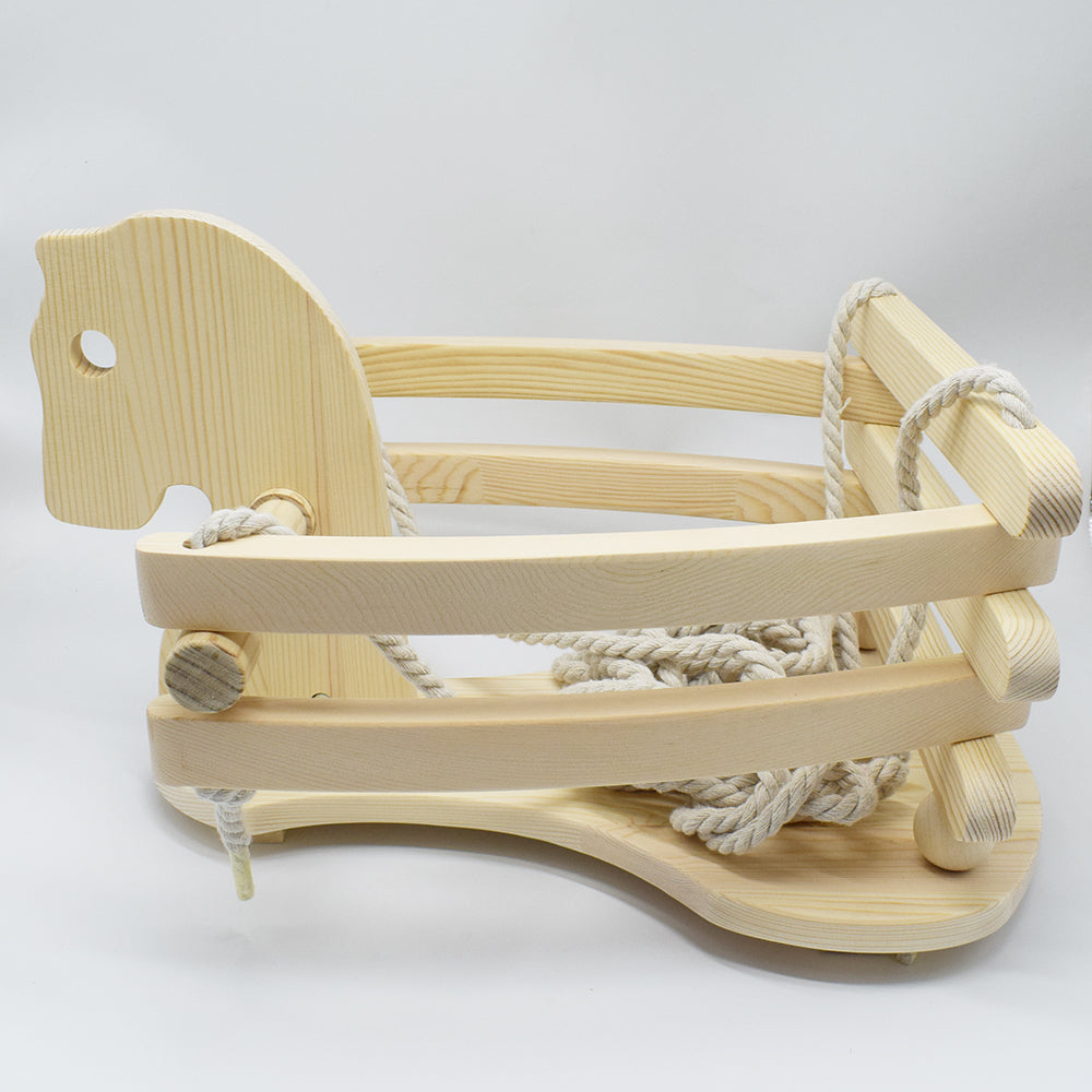 Indoor Outdoor Baby Rocking Horse Toddler Chair Seat With Rope Baby Wooden Toy Swing