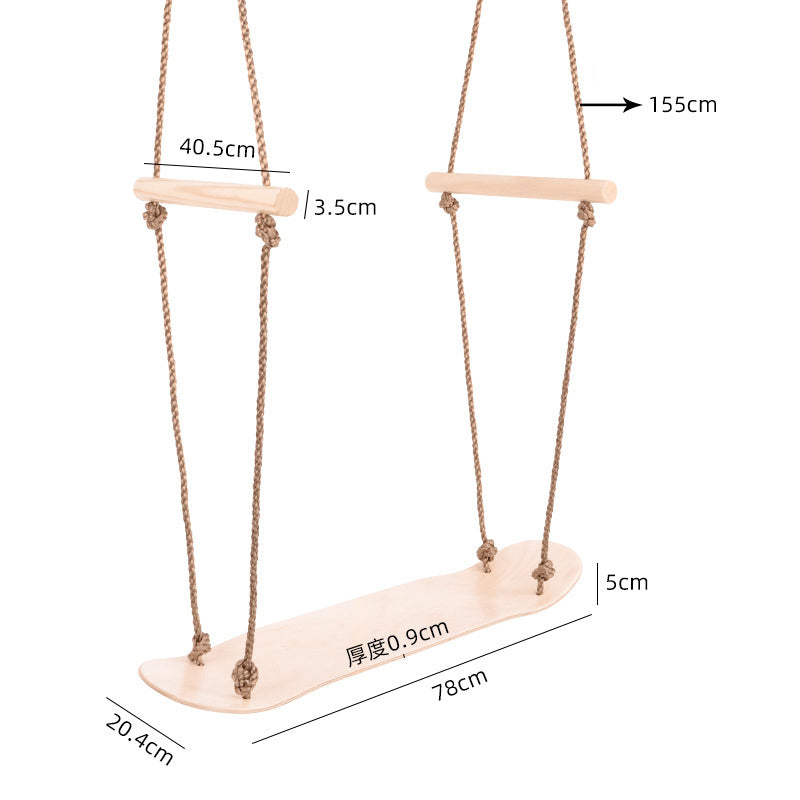 Wooden Tree Swing Kids Outdoor Swings Skateboard Surfing Swing