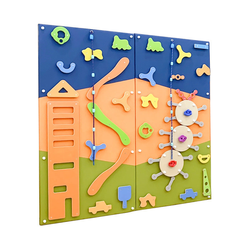 Funny Children Wooden Climbing Wall Colorful Indoor Playground Play Set Kids Sport Games