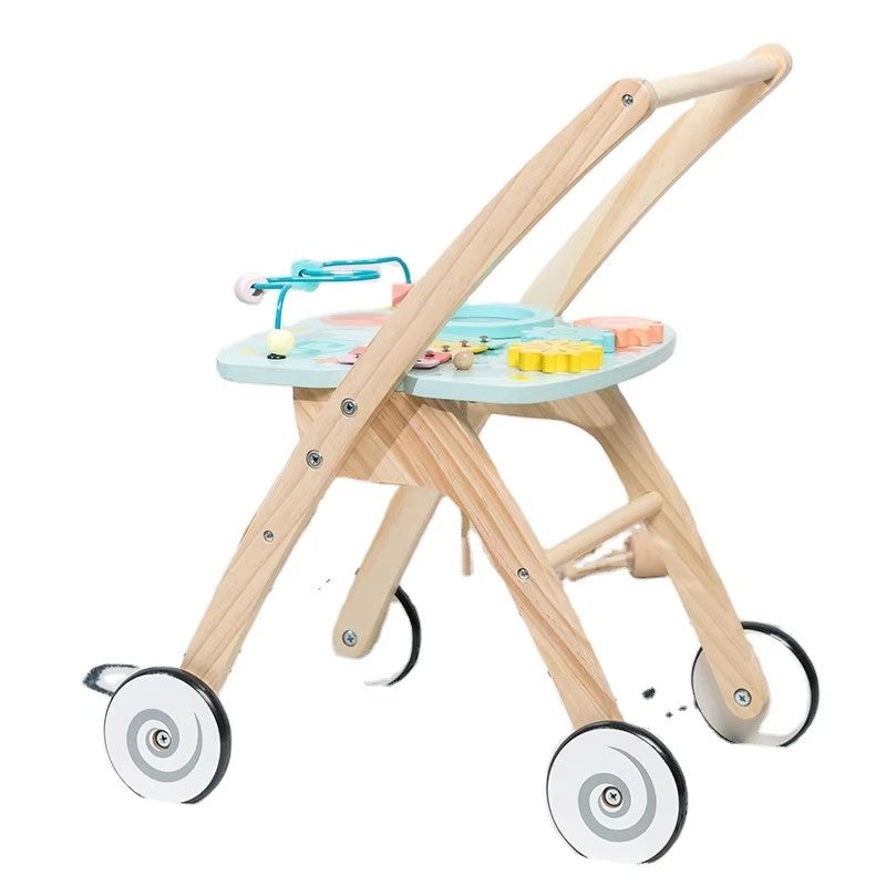 Wooden Baby Activity Walker Push Car With Knocking Toy Multi-function Baby Walker Toys