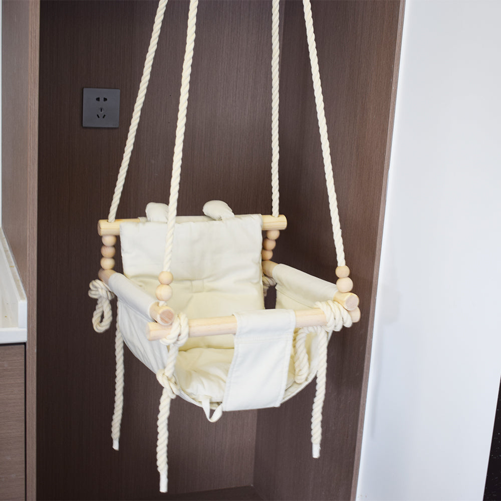 Infant Hanging Chair Indoor Infant Swing Home Furniture Wooden Baby Hammock Wooden Hanging Swing Chair
