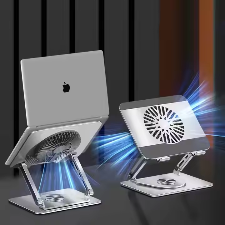Tablet PC Stands 360 Degree Rotatable Carbon Steel Laptop Folding Stand, Flat Desktop Lifting Height, Fan Cooling