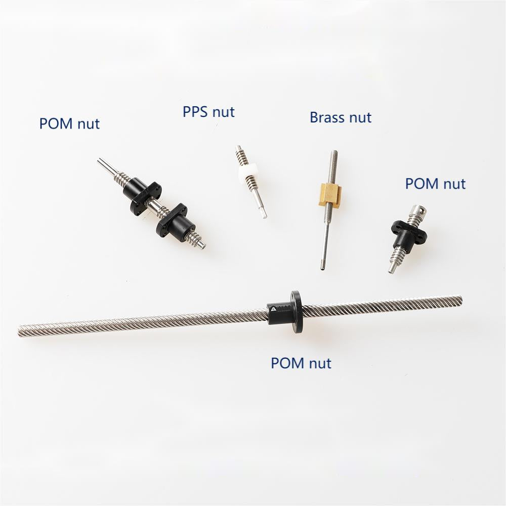 POM Brass Bronze Nylon PEEK Nut Tr8x3 Tr8x4 Tr10x3 Tr10x4 Stainless Steel/carbon Steel Trapezoidal Lead Screw for Printer