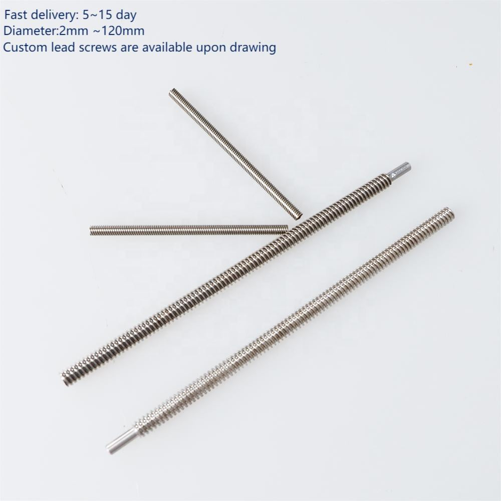 Brass Nut High Precision T8 T10 T12 T14 T16 T20 Stainless Steel Trapezoidal Lead Screw for 3D Printer