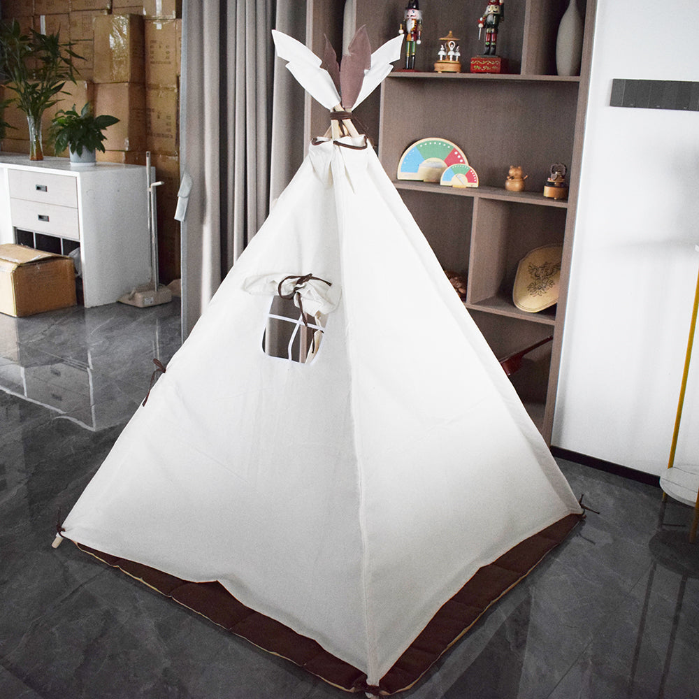 Children Cotton Canvas Teepee Indoor Kids Tent Baby Tent with Mat