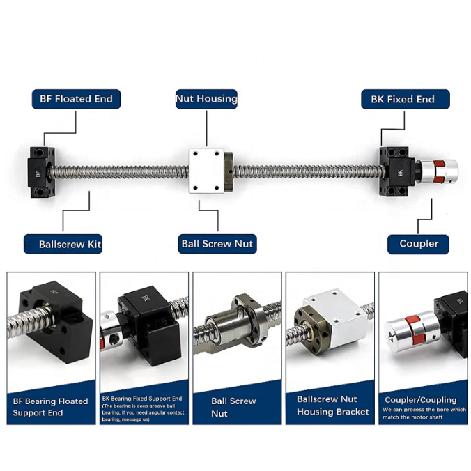 Anti Backlash C3 C5 C7 Large Pitch TBI Ballscrew SFU2504 SFU2505 SFU2506 SFU2508 SFU2510 Preload Ball Screw