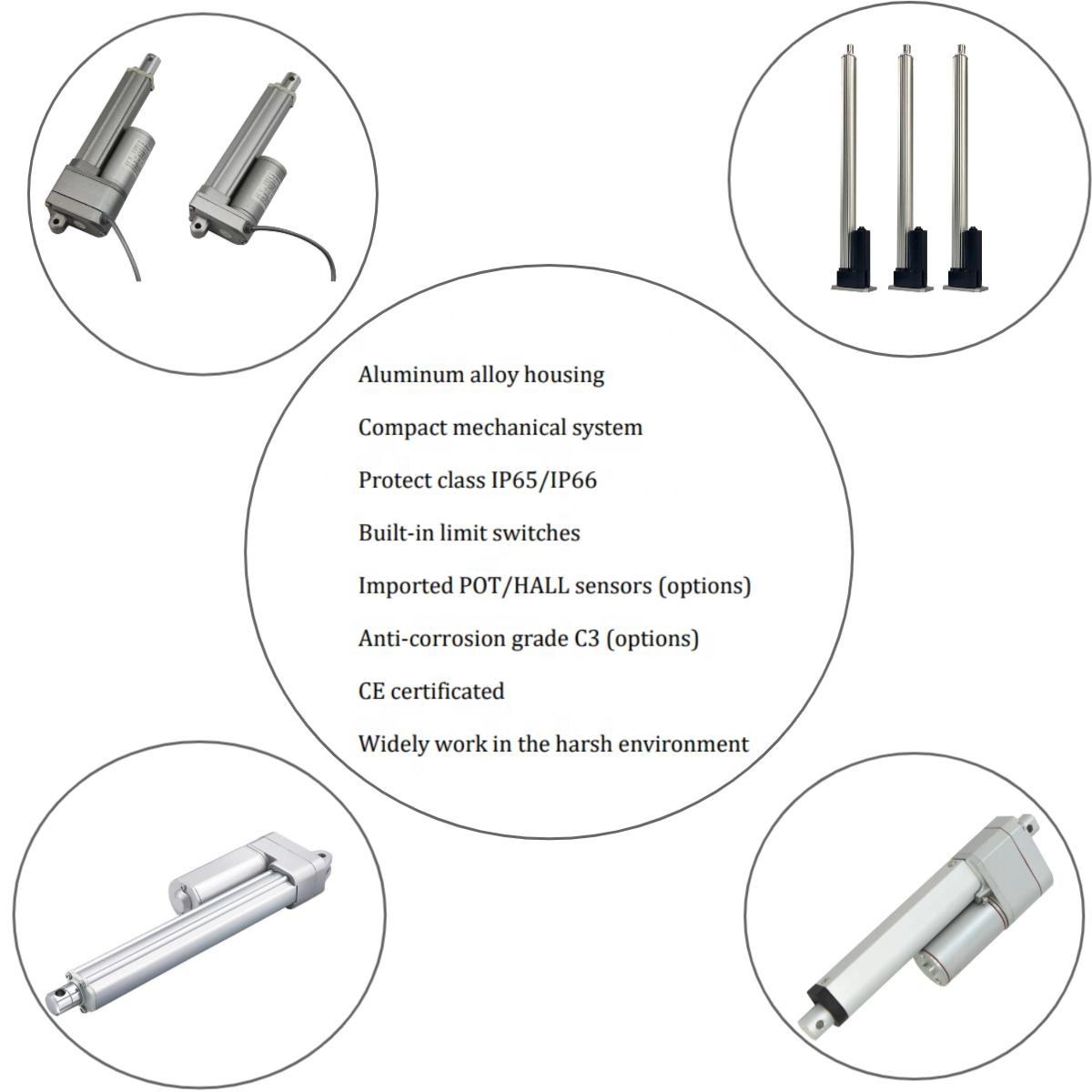 High Quality Aluminum Alloy Housing Heavy Duty 12v/24v/36V/48V Electric Linear Actuator Protect Class IP65/IP66 Linear Actuator
