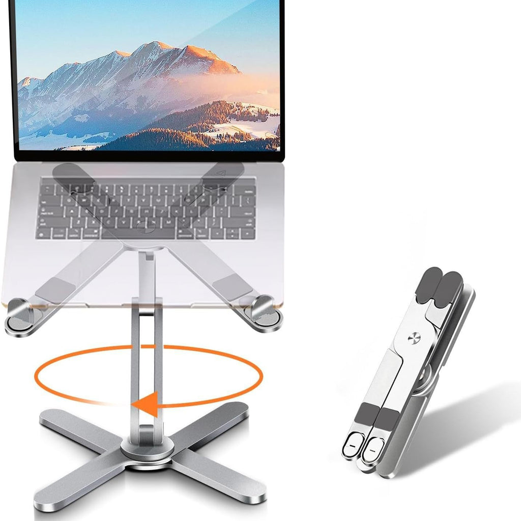Aluminum X Foldable Laptop Stand 360 Rotating Laptop Riser for Lightweight Laptop Stand for 13 to 17 Inch Macbook Pro