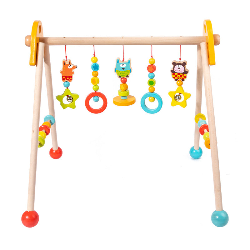 Educational Toy Wooden Activity Gym Hanging Ring Exercise Rack Grip Training Walking Aid Infant Fitness Stand