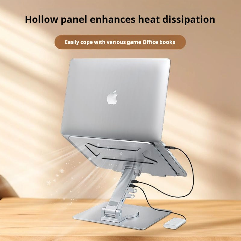 360 Degree Swivel Rotatable Foldable Laptop Holder Desktop Portable Adjustable Aluminum Laptop Stand With Usb Hub