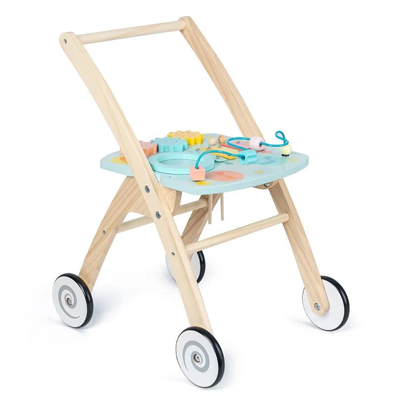 Wooden Baby Activity Walker Push Car With Knocking Toy Multi-function Baby Walker Toys