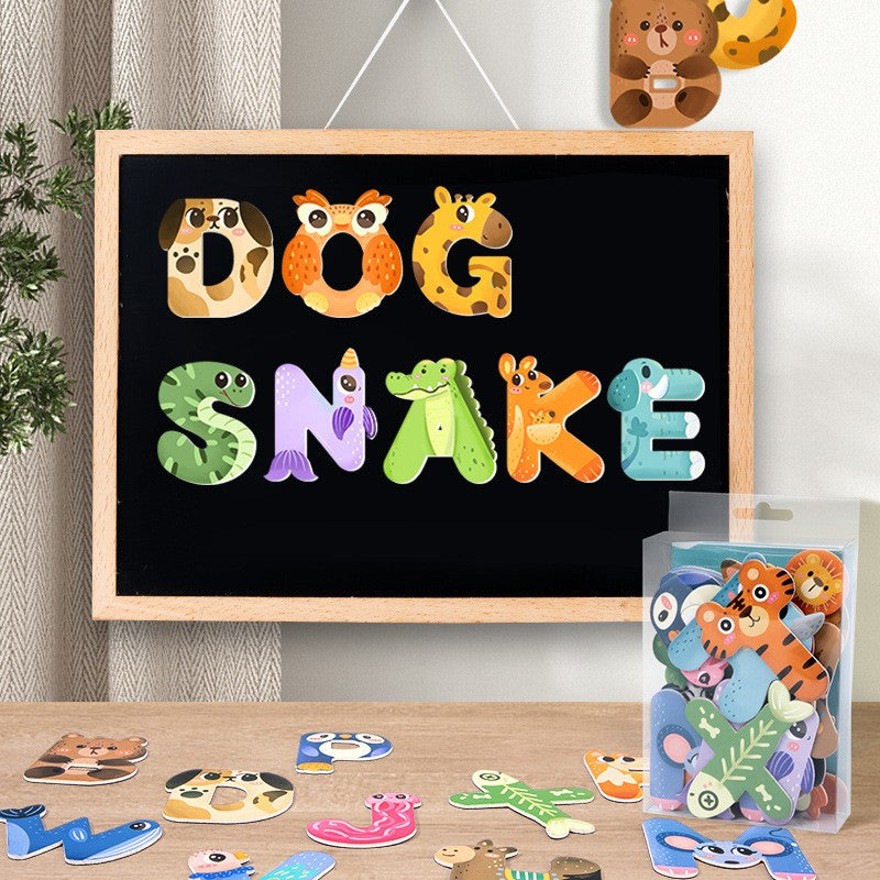 2026 New Animals and Christmas Magnetic Refrigerator Sticker Kids Educational Toy English Spelling Game Cute Fridge Magnet