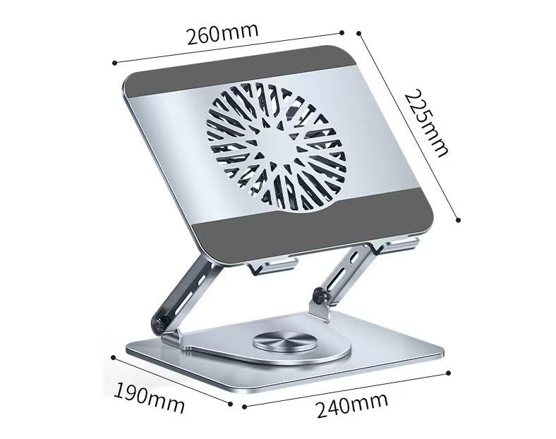 Tablet PC Stands 360 Degree Rotatable Carbon Steel Laptop Folding Stand, Flat Desktop Lifting Height, Fan Cooling