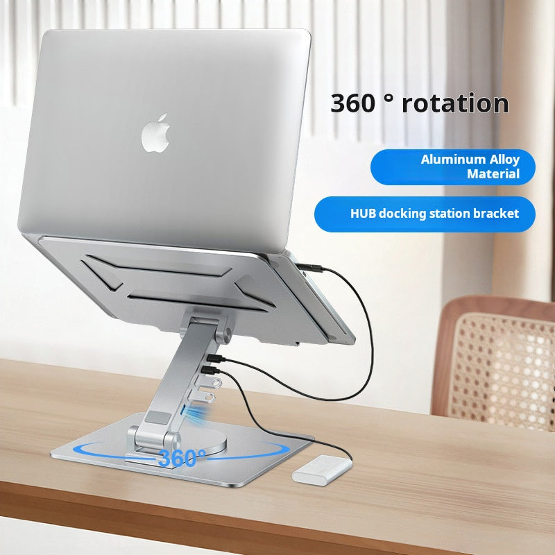 360 Degree Swivel Rotatable Foldable Laptop Holder Desktop Portable Adjustable Aluminum Laptop Stand With Usb Hub
