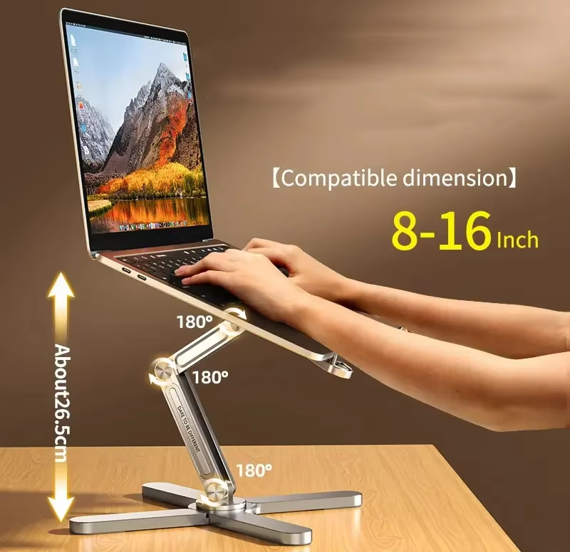 Aluminum X Foldable Laptop Stand 360 Rotating Laptop Riser for Lightweight Laptop Stand for 13 to 17 Inch Macbook Pro