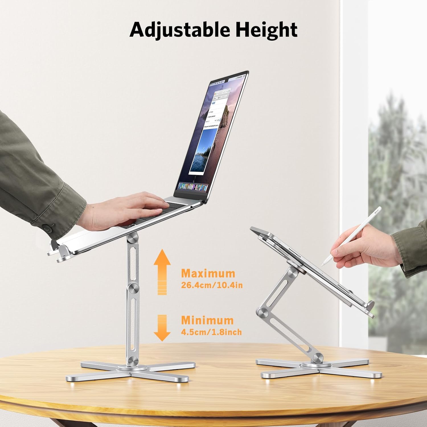 Aluminum X Foldable Laptop Stand 360 Rotating Laptop Riser for Lightweight Laptop Stand for 13 to 17 Inch Macbook Pro