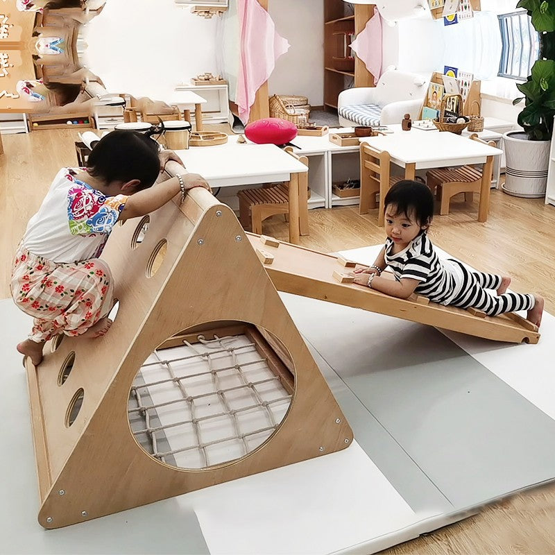 Wooden Triangle Climbing Children Indoor Playground Toys Funny Kids Climber Toy