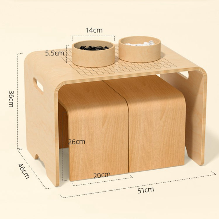 Educational Toy Montessori Furniture Toddler Activity Play Table Go Chess Board Toy Kids Reading Table with Two Chairs