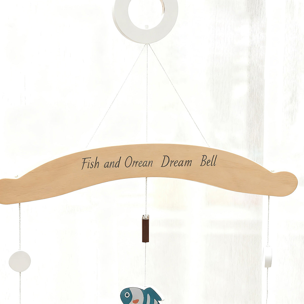 Wooden Baby Comfort Toy Ocrean Dream Bell Fish Sound Bell High Quality Wooden Baby Bed Bell