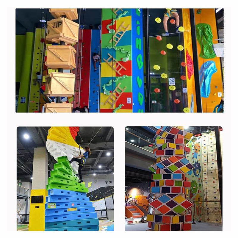 Funny Children Wooden Climbing Wall Colorful Indoor Playground Play Set Kids Sport Games