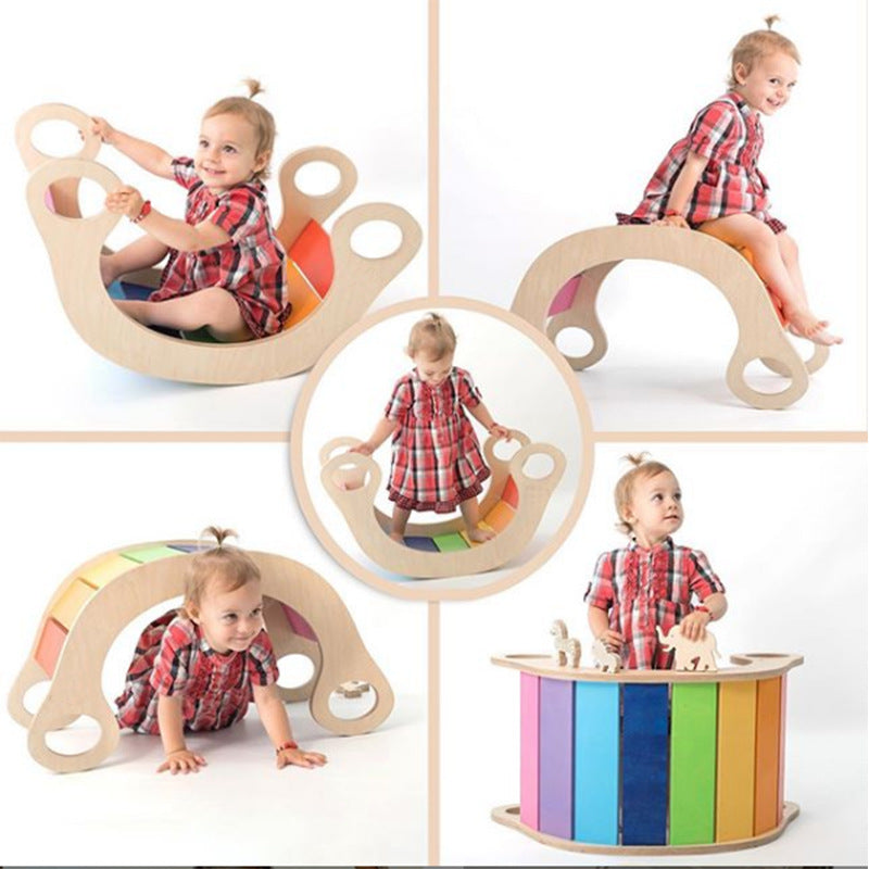 Wooden Cradle Baby Bouncer Swinging Chair rainbow Climbing Arch